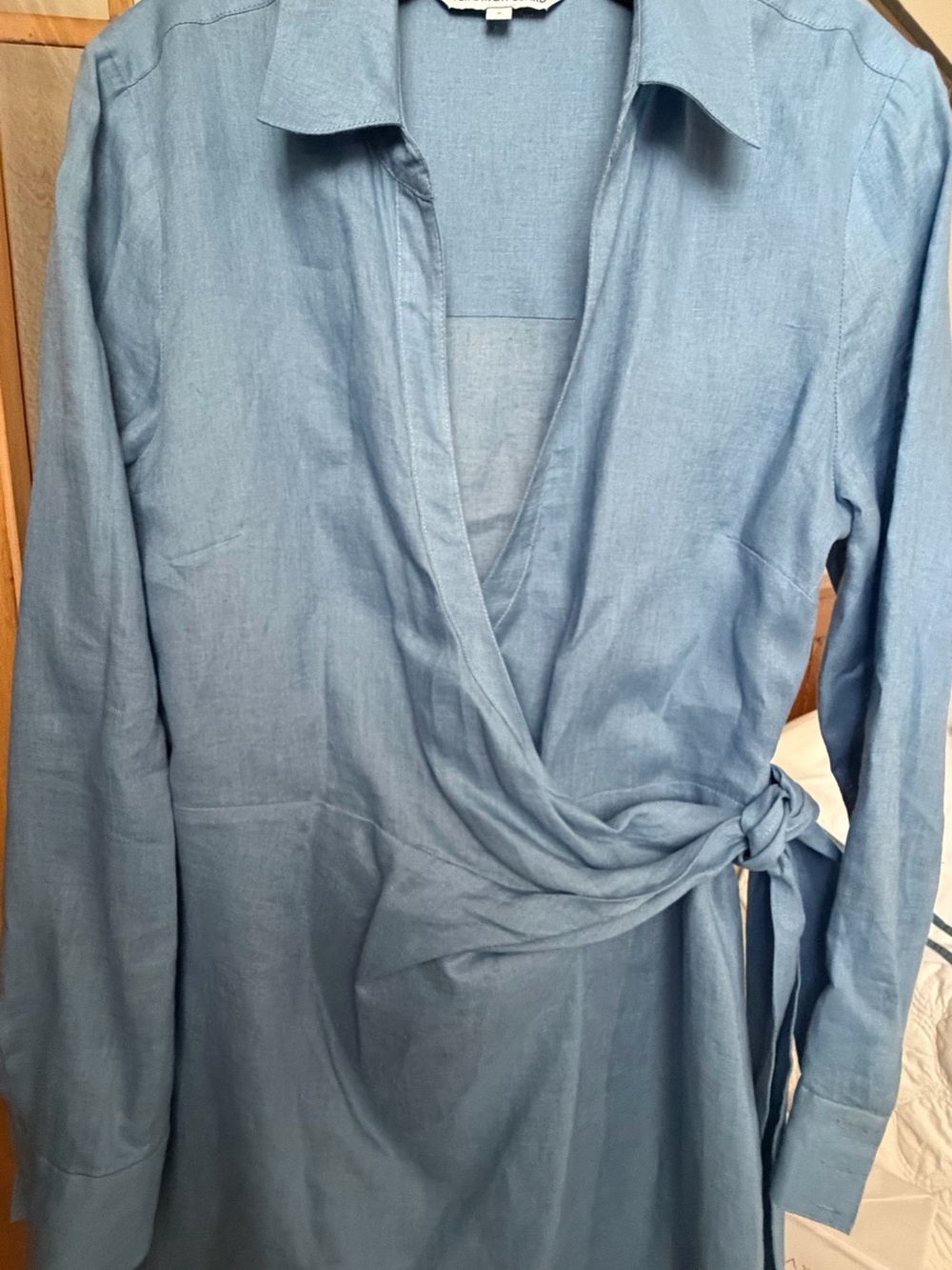 Veronica Beard Linen Lovella Dress in Blue Shore size 6